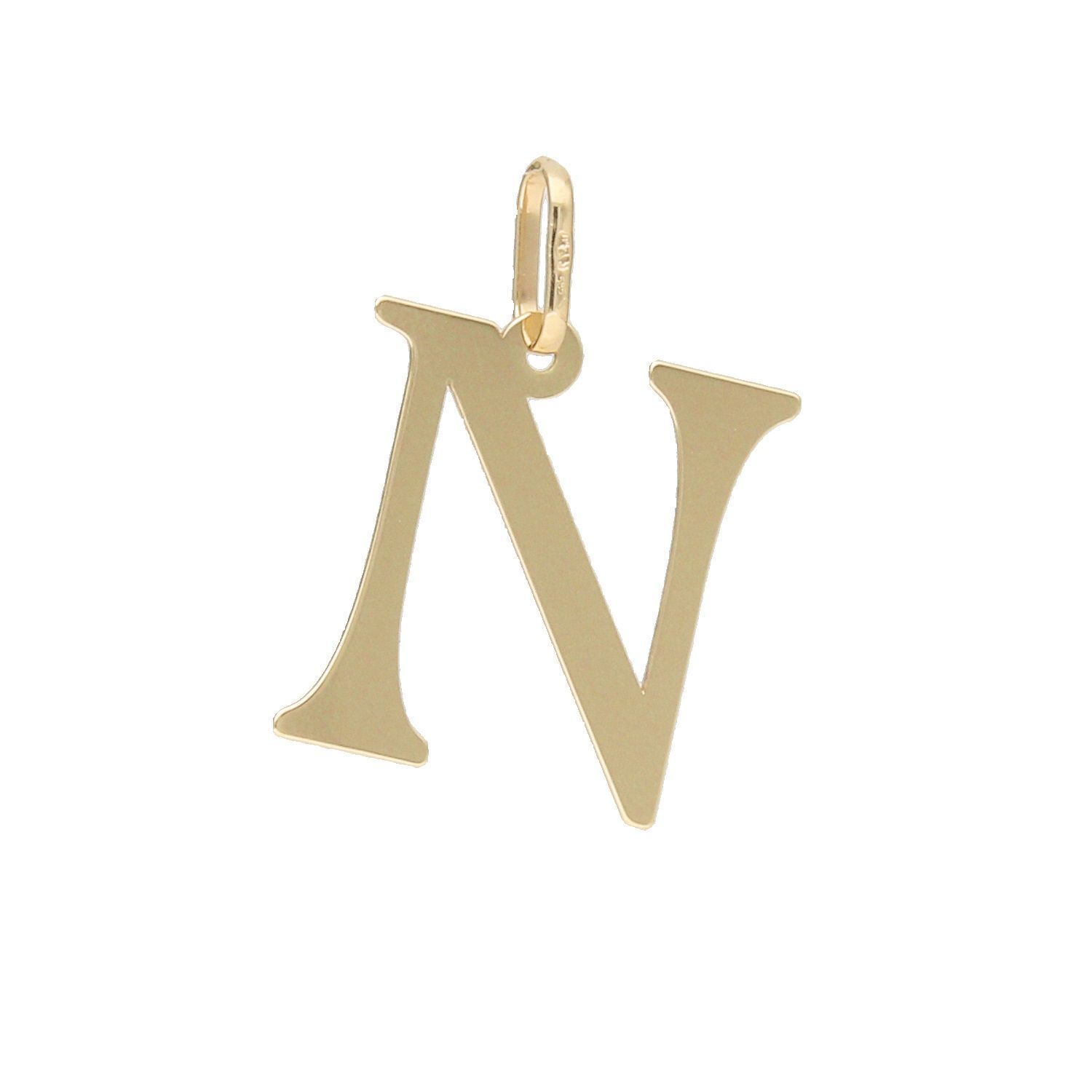 Złoty wisiorek w kształcie litery N, wykonany z najwyższej jakości 14-karatowego złota..jpg